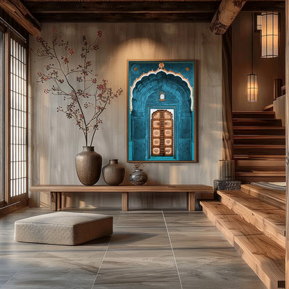 Immerse yourself in the captivating allure of a bygone era with this exquisite piece of wall art, for Hall