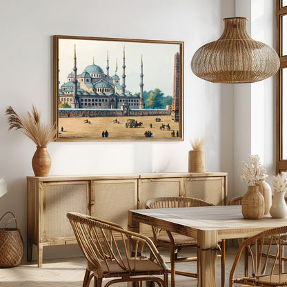 Immerse yourself in the grandeur of Ottoman architecture with this stunning depiction of a historic for Dining