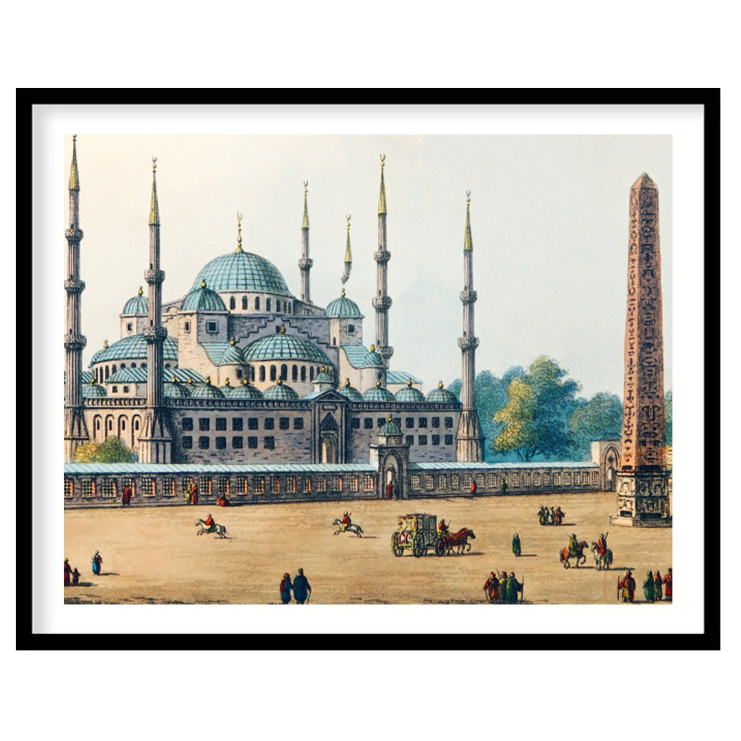 Experience the grandeur of Ottoman architecture with this stunning watercolor featuring a majestic for decor