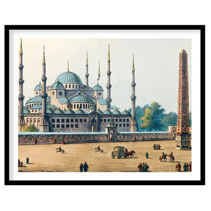 Experience the grandeur of Ottoman architecture with this stunning watercolor featuring a majestic for decor