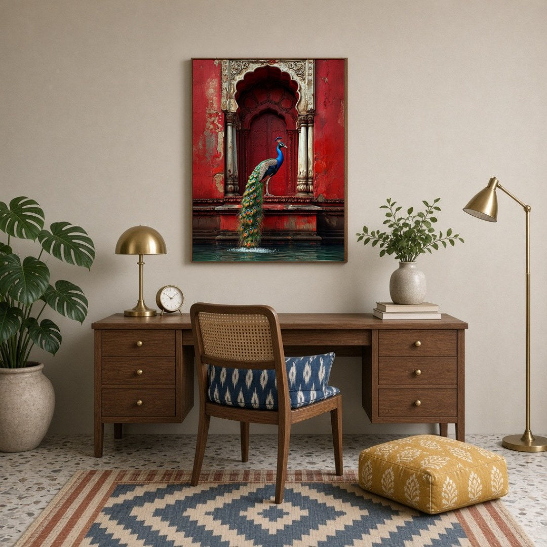 Capture the regal essence of classical Indian art with this mesmerizing Pichwai print, depicting a for Study