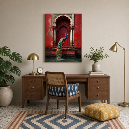 Capture the regal essence of classical Indian art with this mesmerizing Pichwai print, depicting a for Study