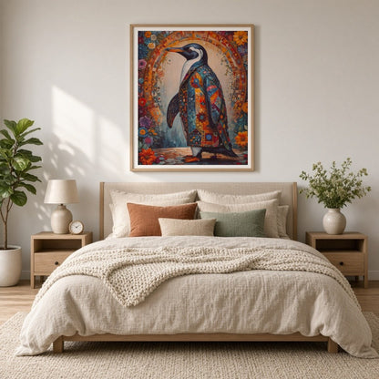 Step into a realm of whimsy and elegance with this captivating art piece, showcasing a proud for Bedroom