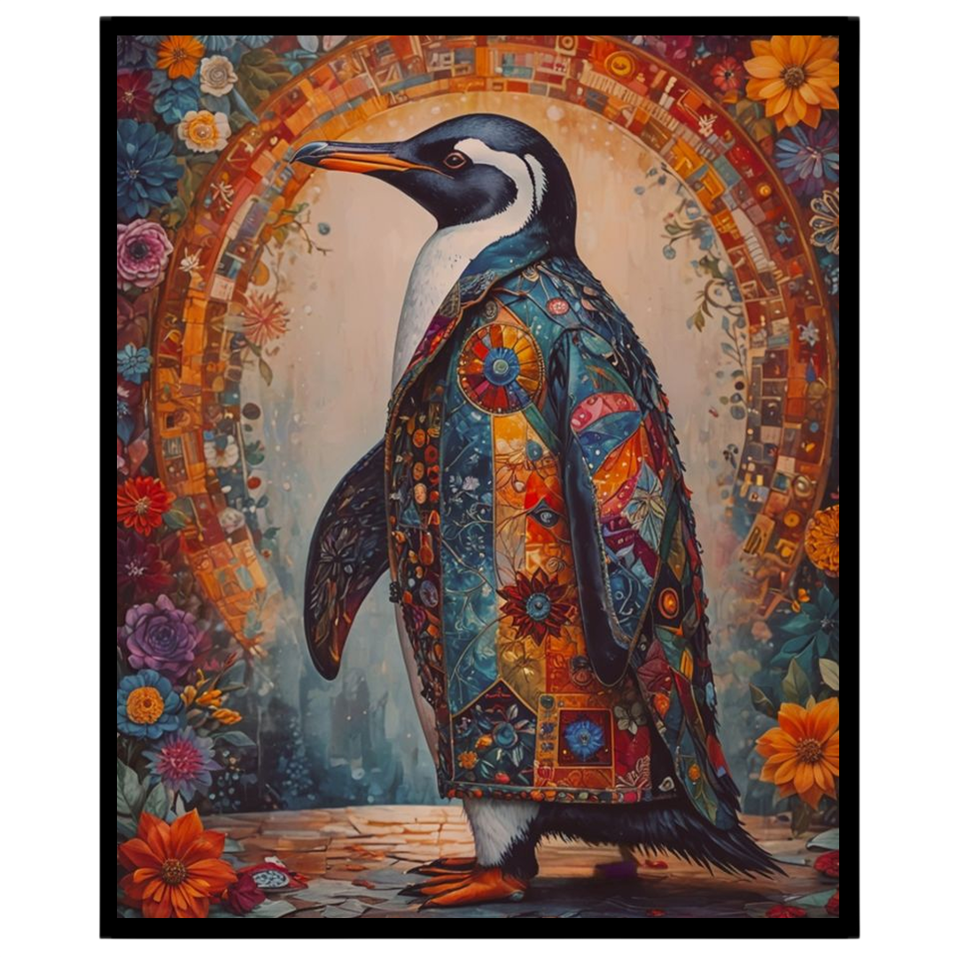 Step into a realm of whimsy and elegance with this captivating art piece, showcasing a proud for home