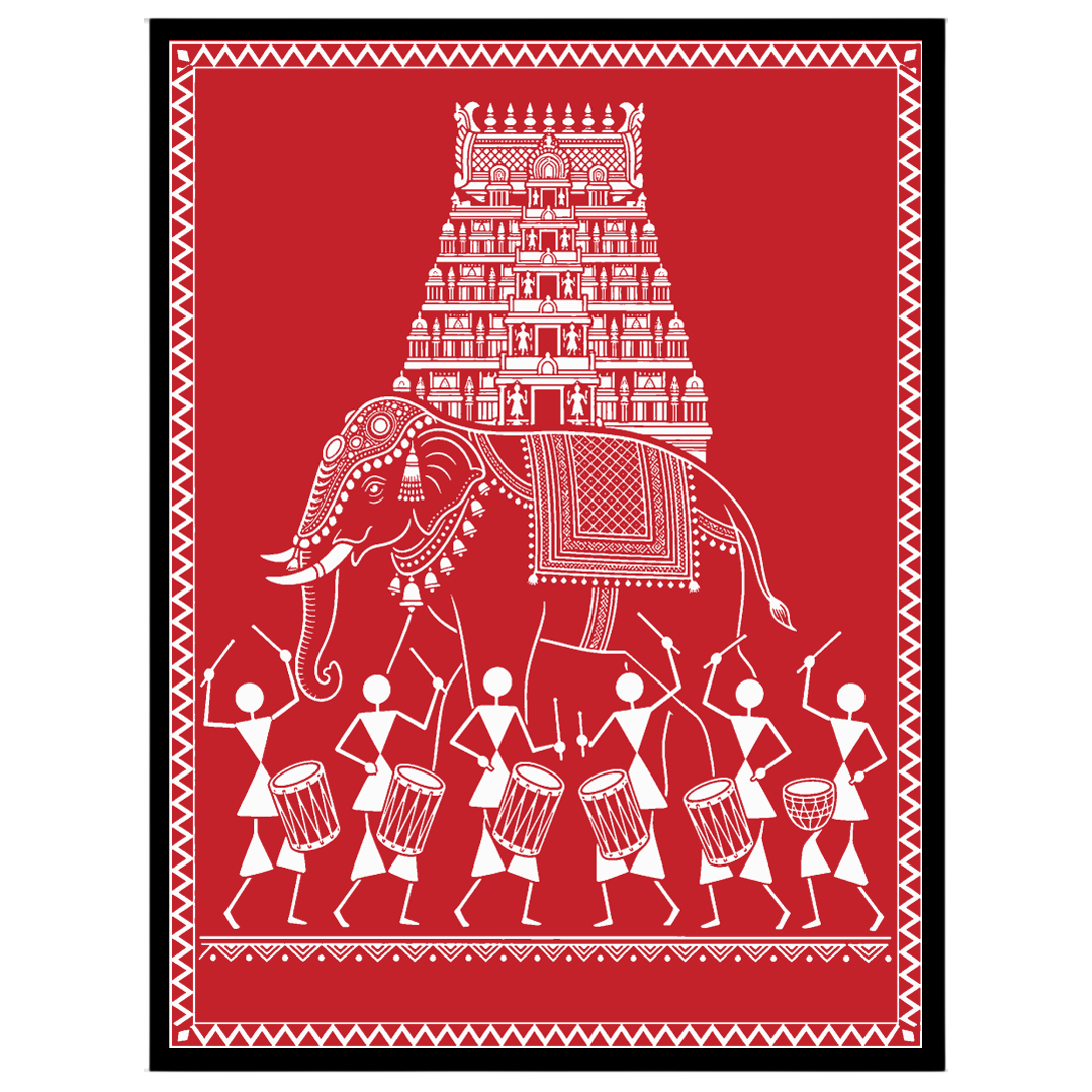 Embrace the rhythmic celebration of life with this captivating Warli Art print, showcasing a for loft