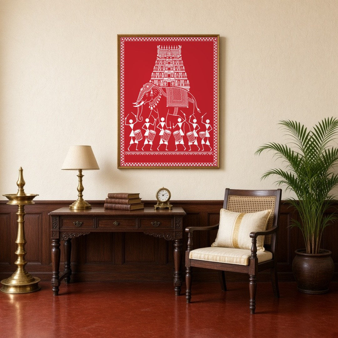 Embrace the rhythmic celebration of life with this captivating Warli Art print, showcasing a for Study
