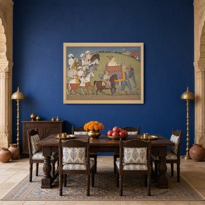 Experience the grandeur of Mughal imperial power with this intricate artwork, showcasing the for Dining