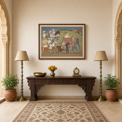 Experience the grandeur of Mughal imperial power with this intricate artwork, showcasing the for Hallway