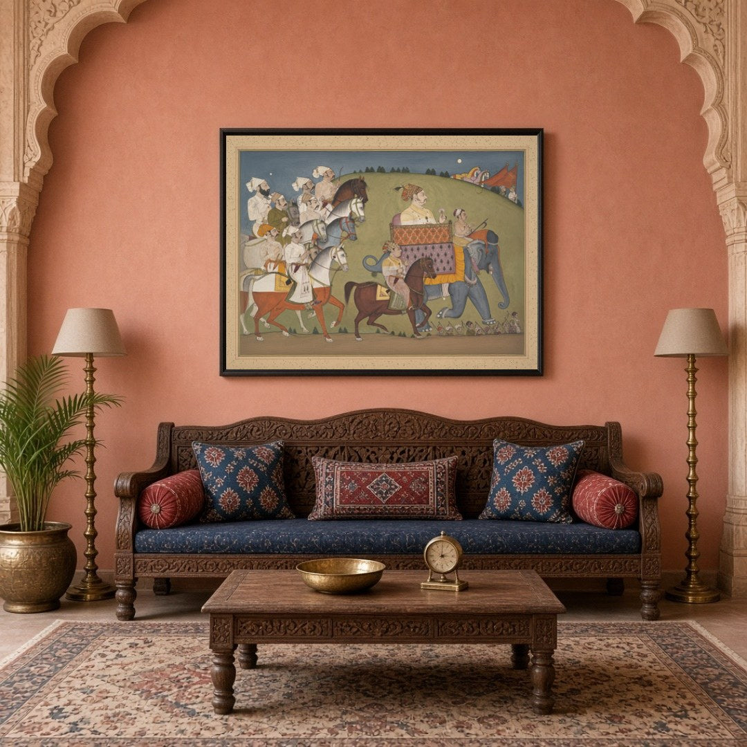 Experience the grandeur of Mughal imperial power with this intricate artwork, showcasing the for Living Room