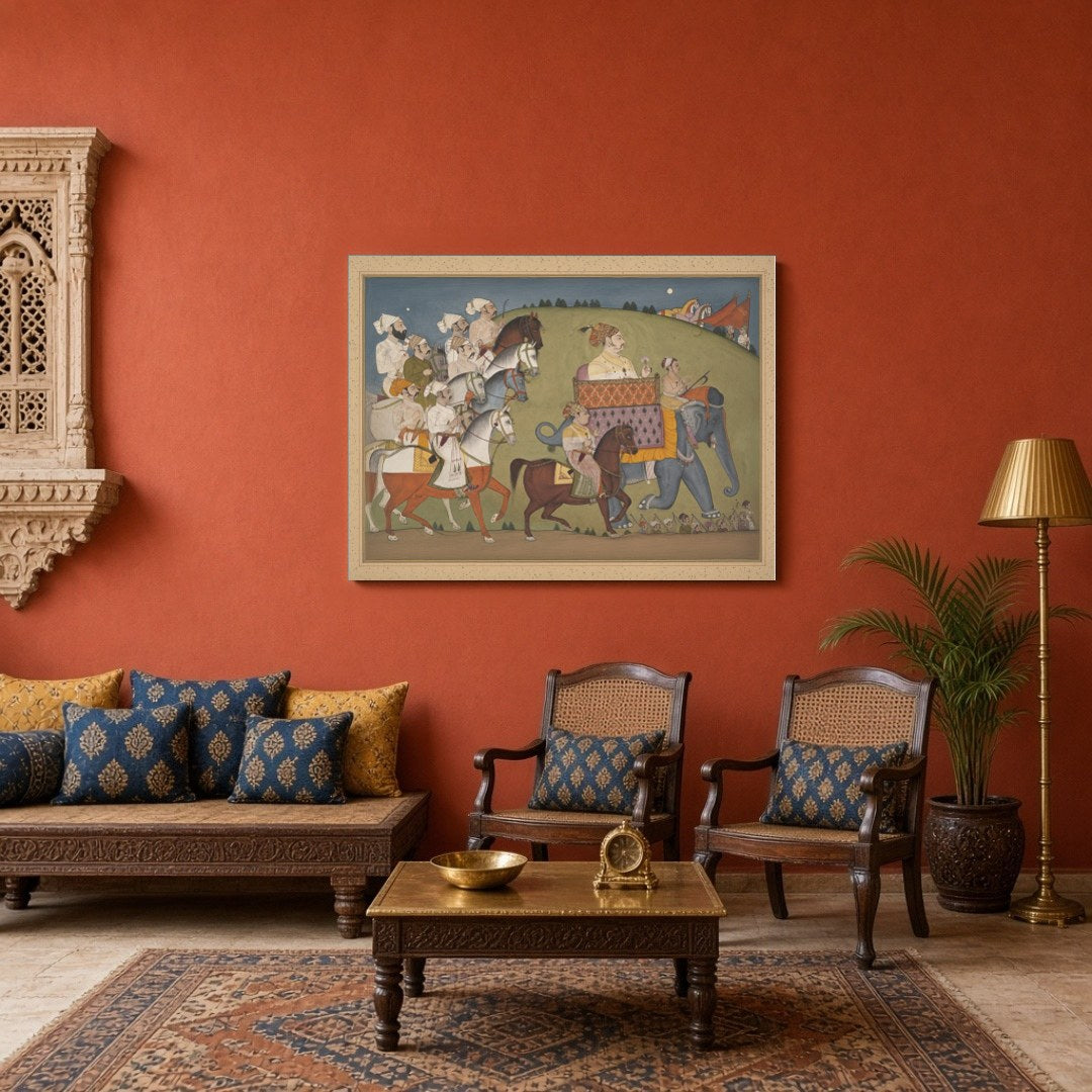 Experience the grandeur of Mughal imperial power with this intricate artwork, showcasing the for Sitting Area
