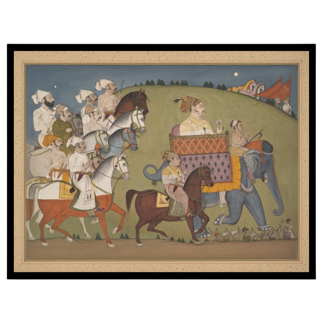 Experience the grandeur of Mughal imperial power with this intricate artwork, showcasing the for sweet-home