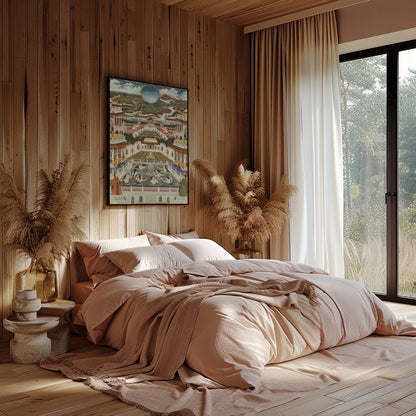 Immerse yourself in the grandeur of a regal world with this stunning artwork. Featuring intricate for Bedroom