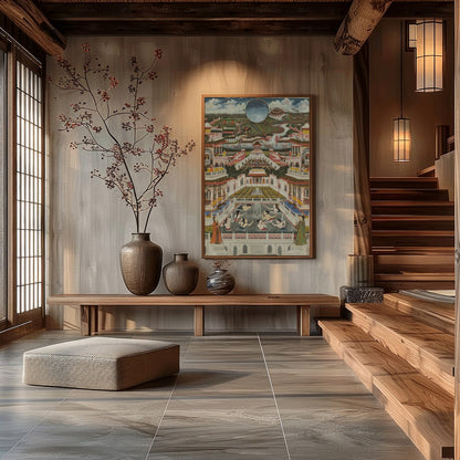 Immerse yourself in the grandeur of a regal world with this stunning artwork. Featuring intricate for Hall