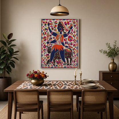This captivating artwork showcases the divine presence of Lord Shiva depicted in traditional for Dining