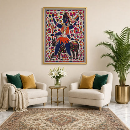 This captivating artwork showcases the divine presence of Lord Shiva depicted in traditional for Sitting Lounge