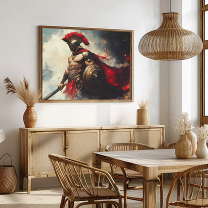 Immerse yourself in the valor of Ancient Greece with this striking artwork featuring a majestic for Dining