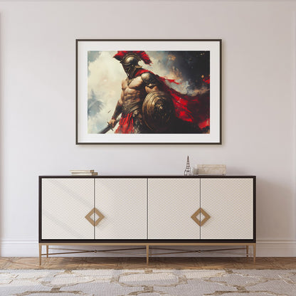 Immerse yourself in the valor of Ancient Greece with this striking artwork featuring a majestic for Foyer