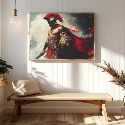 Immerse yourself in the valor of Ancient Greece with this striking artwork featuring a majestic for Hallway