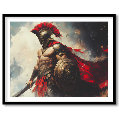 Immerse yourself in the valor of Ancient Greece with this striking artwork featuring a majestic for house