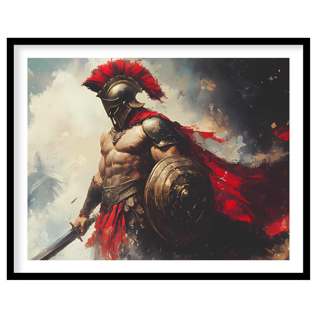 Immerse yourself in the valor of Ancient Greece with this striking artwork featuring a majestic for house