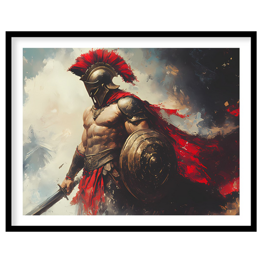 Immerse yourself in the valor of Ancient Greece with this striking artwork featuring a majestic for house