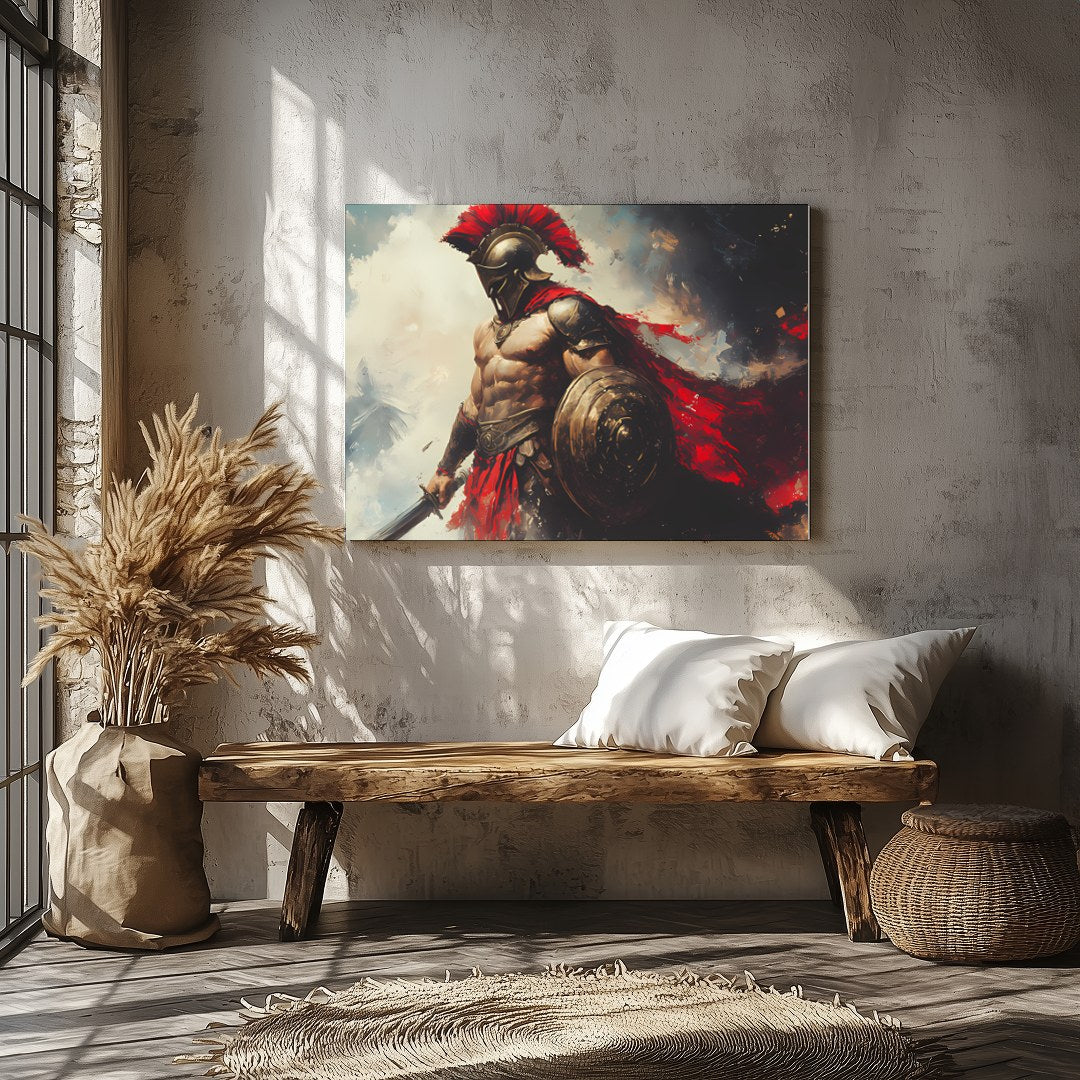 Immerse yourself in the valor of Ancient Greece with this striking artwork featuring a majestic for Veranda