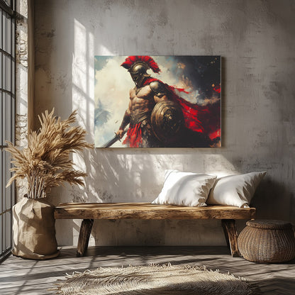 Immerse yourself in the valor of Ancient Greece with this striking artwork featuring a majestic for Veranda