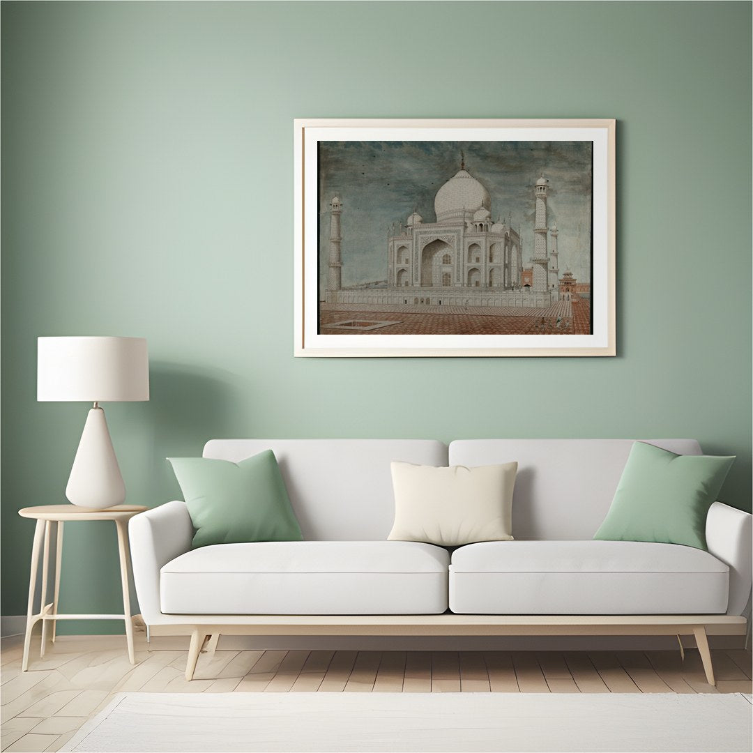 Capture the timeless beauty of the Taj Mahal with this exquisite artwork. The detailed rendering for Hall