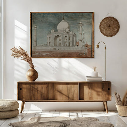 Capture the timeless beauty of the Taj Mahal with this exquisite artwork. The detailed rendering for Sitting Area