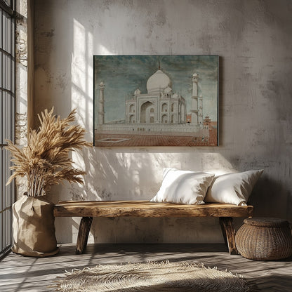 Capture the timeless beauty of the Taj Mahal with this exquisite artwork. The detailed rendering for Veranda