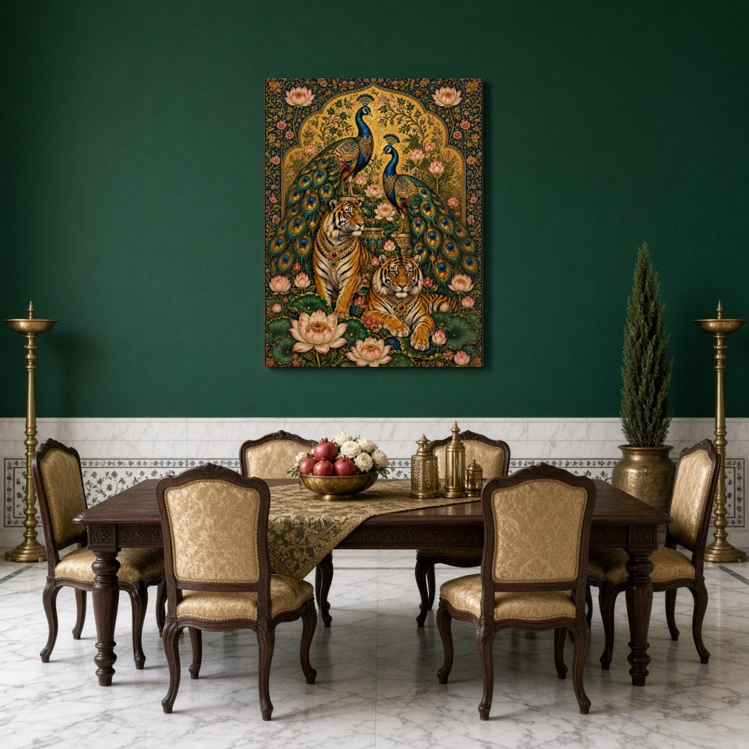 Immerse yourself in the opulence of Indian Miniature Art with this captivating portrayal of for Dining