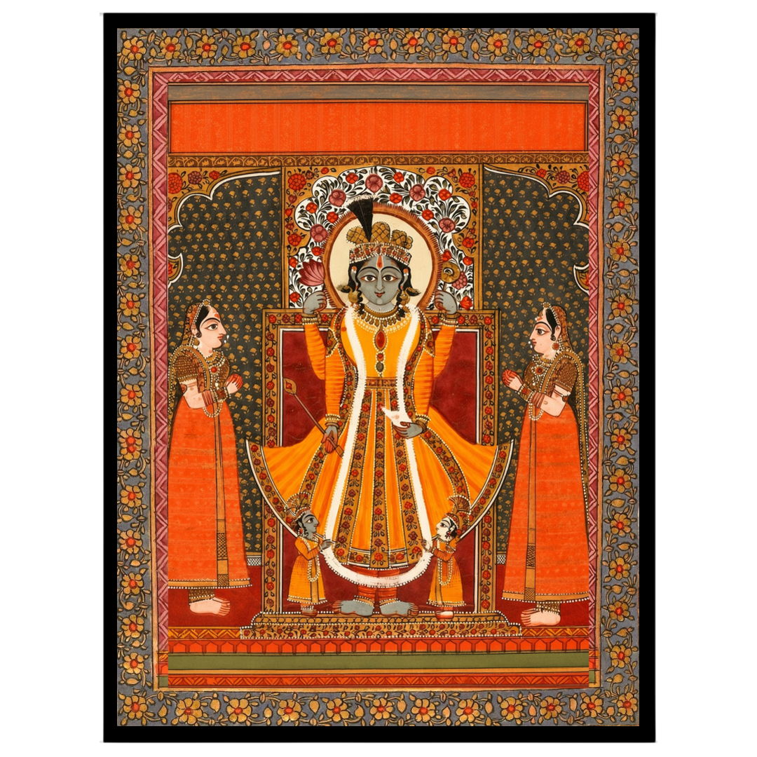 Immerse yourself in the divine aura with this exquisite Pattachitra artwork featuring Lord Vishnu for decor