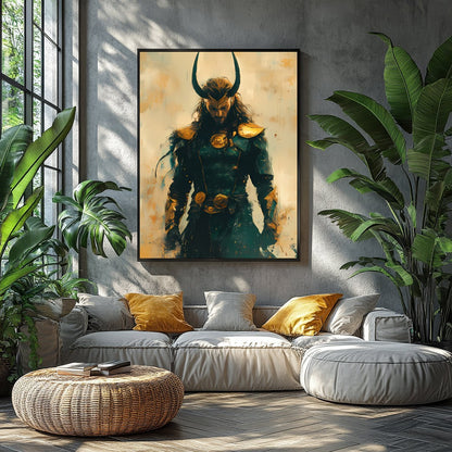 Unveil the enigma of this majestic warrior, cloaked in an ethereal blend of earthy tones and gold. for Balcony