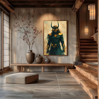 Unveil the enigma of this majestic warrior, cloaked in an ethereal blend of earthy tones and gold. for Hall