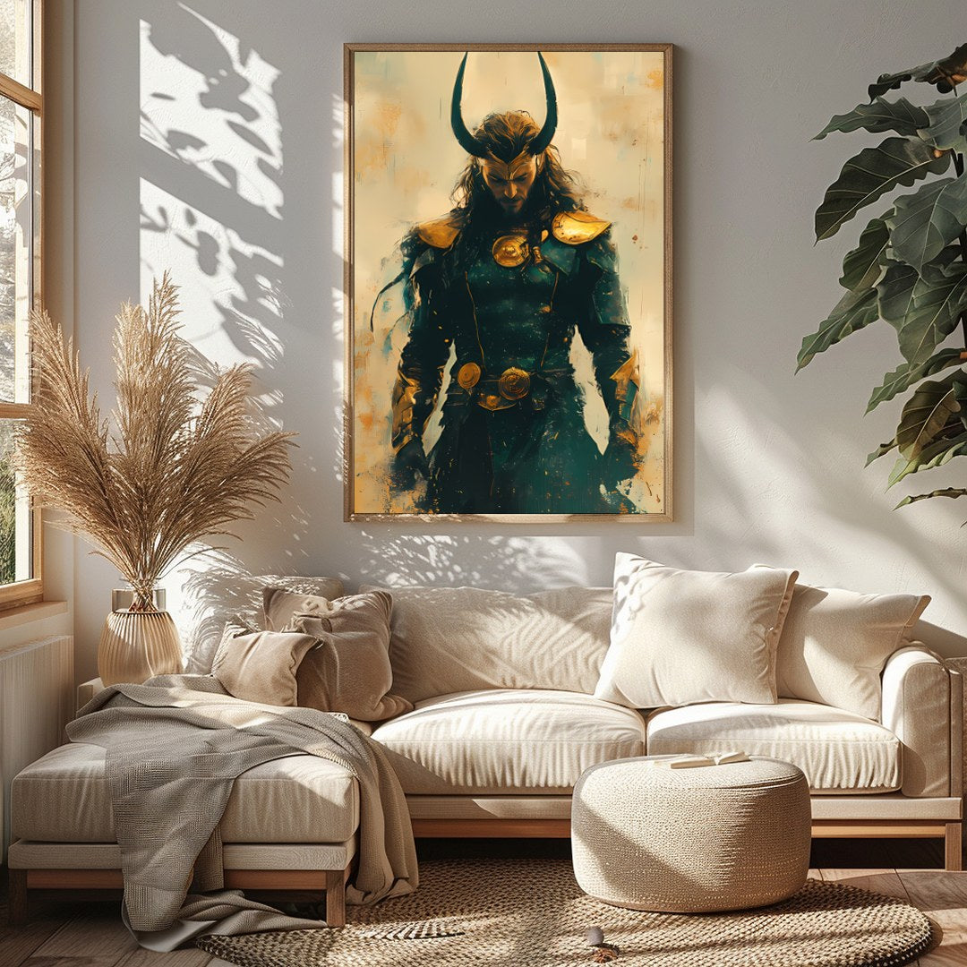 Unveil the enigma of this majestic warrior, cloaked in an ethereal blend of earthy tones and gold. for Sitting Area