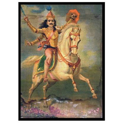 Embrace the gallant spirit of a warrior on a regal white horse in this captivating print by Raja for sweet-home