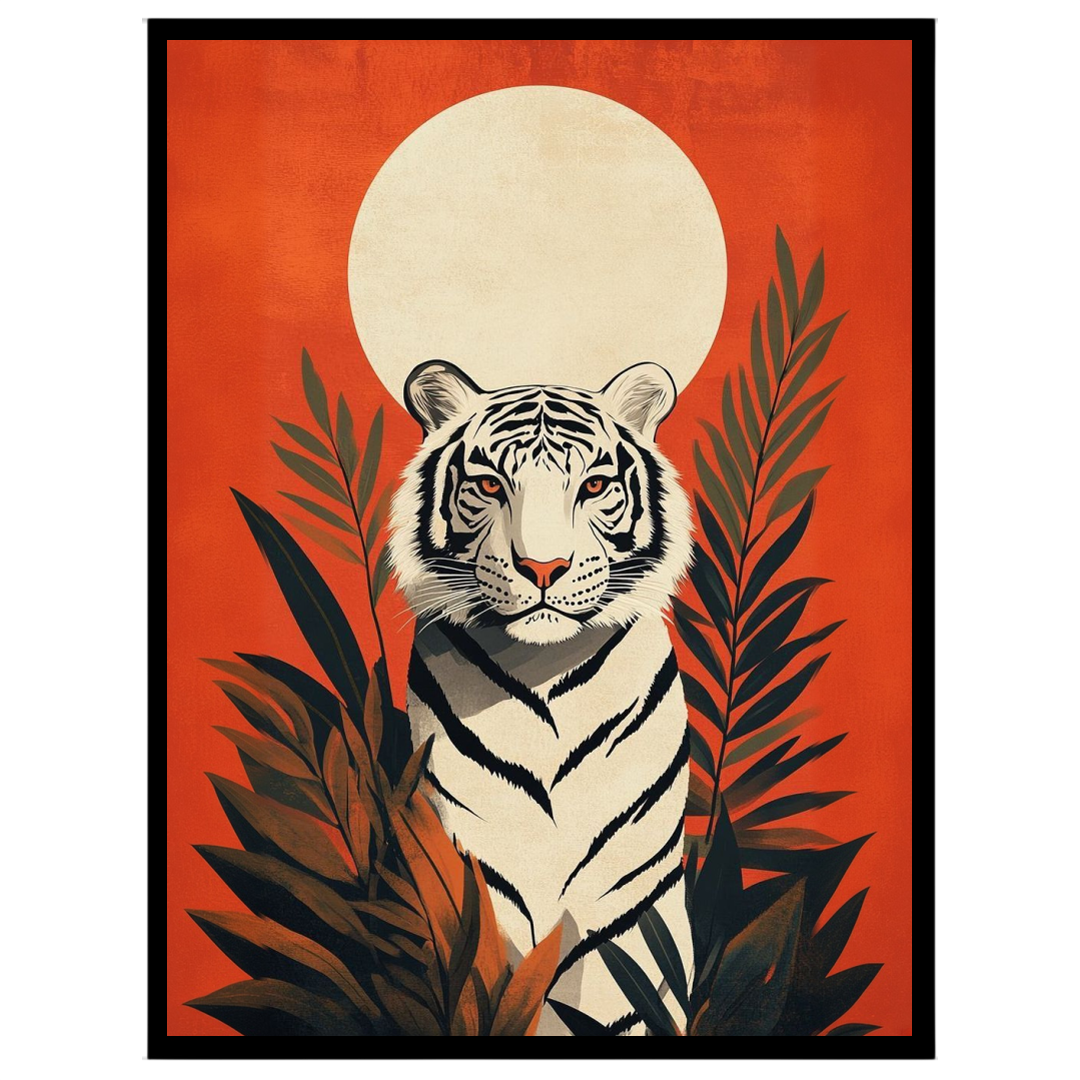 Immerse yourself in the striking elegance of this contemporary wildlife art print, featuring a for abode