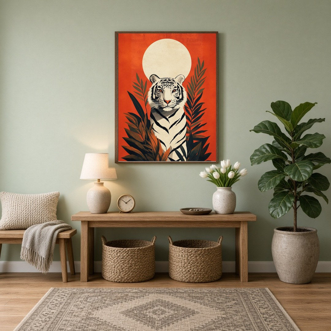 Immerse yourself in the striking elegance of this contemporary wildlife art print, featuring a for Entrance