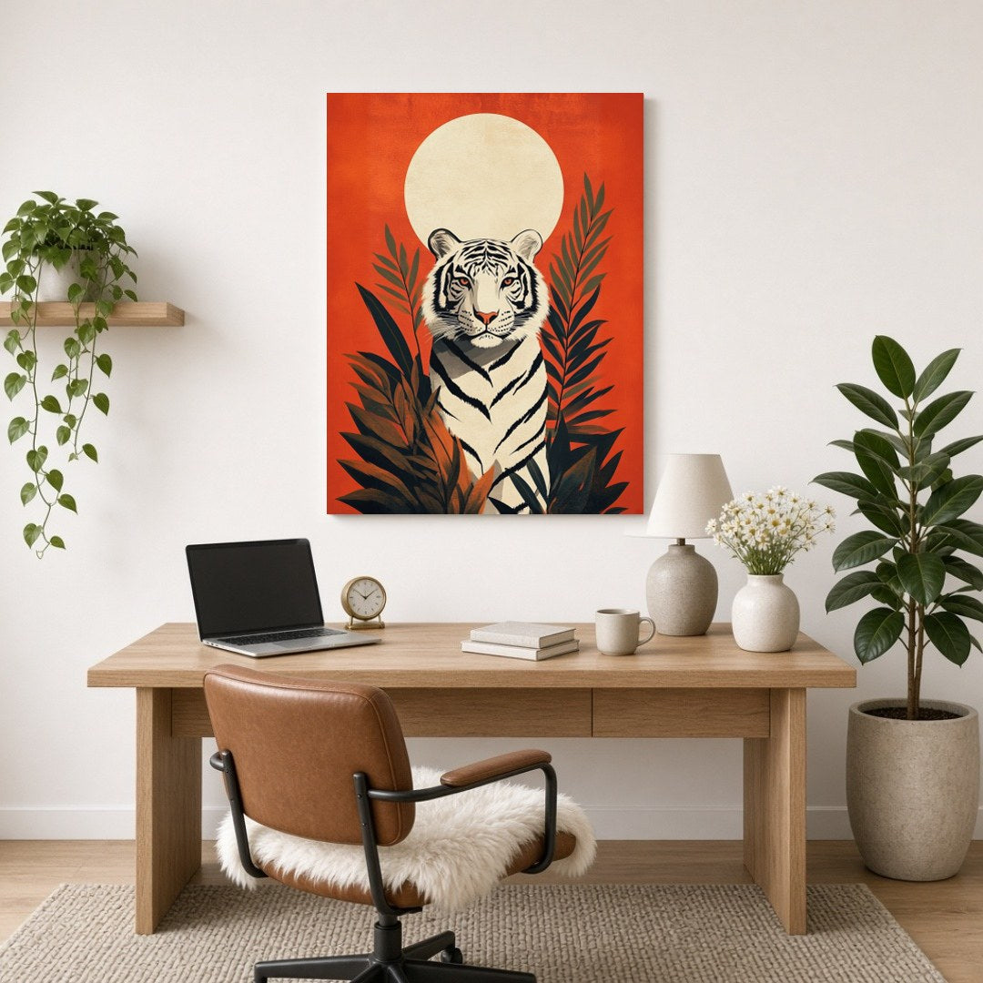 Immerse yourself in the striking elegance of this contemporary wildlife art print, featuring a for Home Office