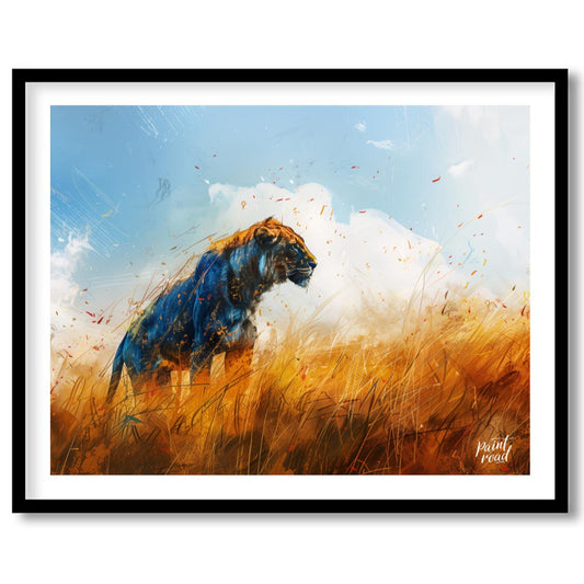 This dynamic and expressive digital painting captures the powerful and majestic presence of a lion … for studio