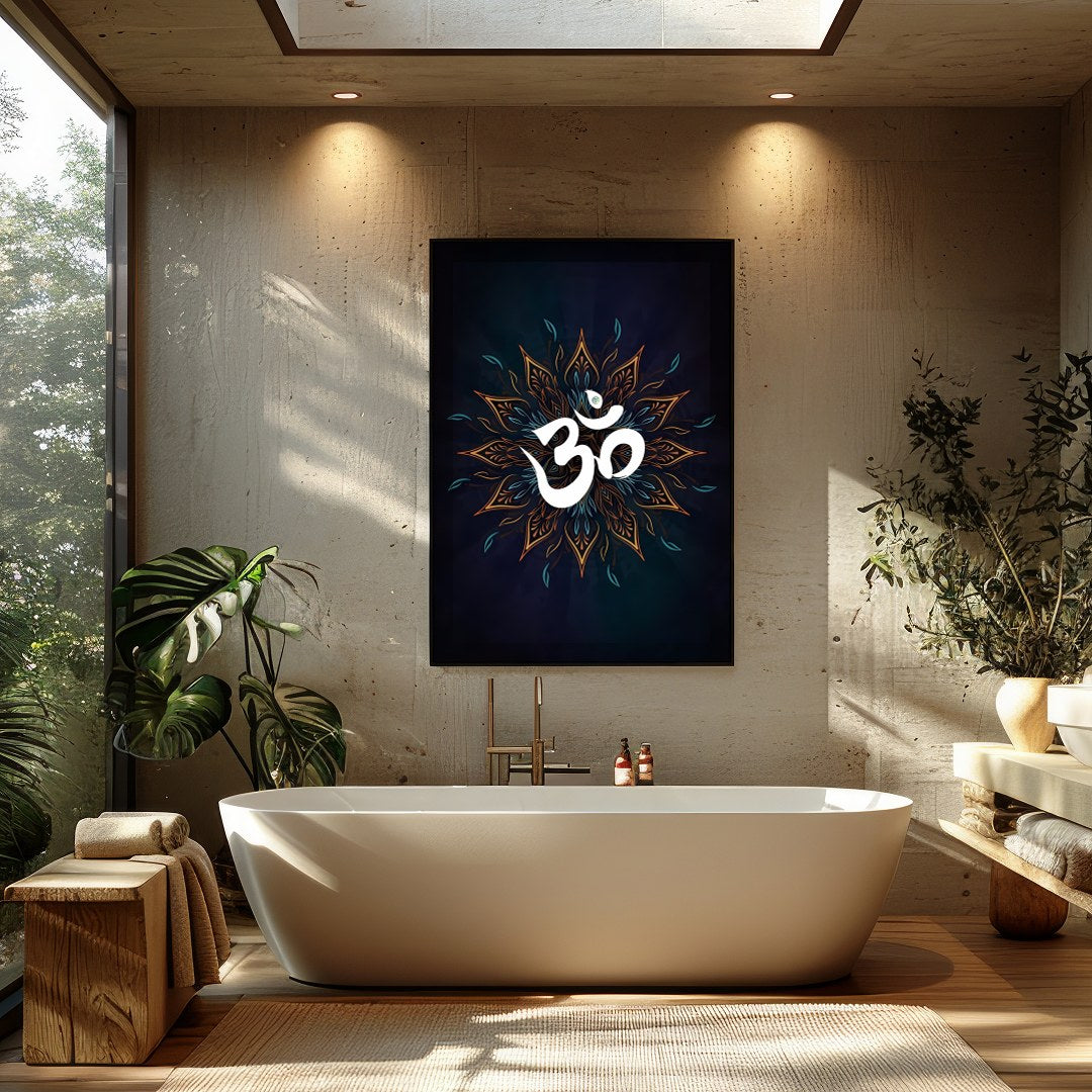 Immerse yourself in tranquility with this mesmerizing mandala design featuring an elegantly styled for Bathroom