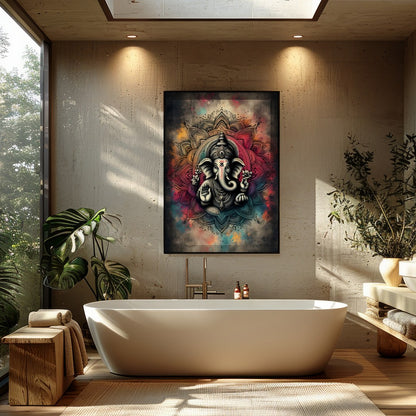 Embrace the spiritual aura of 'Mandala Ganesha: Divine Serenity,' a stunning fusion of traditional for Bathroom