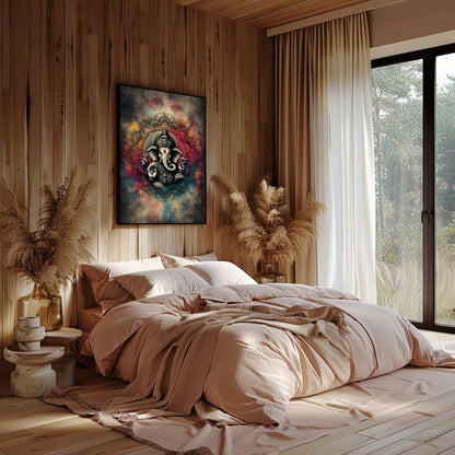 Embrace the spiritual aura of 'Mandala Ganesha: Divine Serenity,' a stunning fusion of traditional for Bedroom