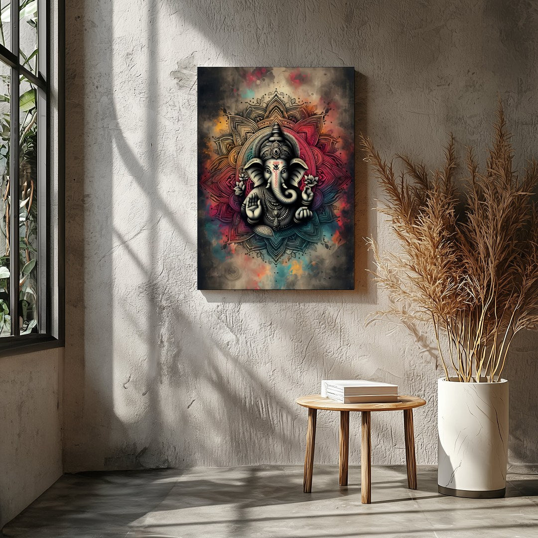 Embrace the spiritual aura of 'Mandala Ganesha: Divine Serenity,' a stunning fusion of traditional for Entrance