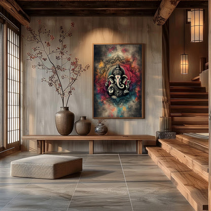 Embrace the spiritual aura of 'Mandala Ganesha: Divine Serenity,' a stunning fusion of traditional for Hall