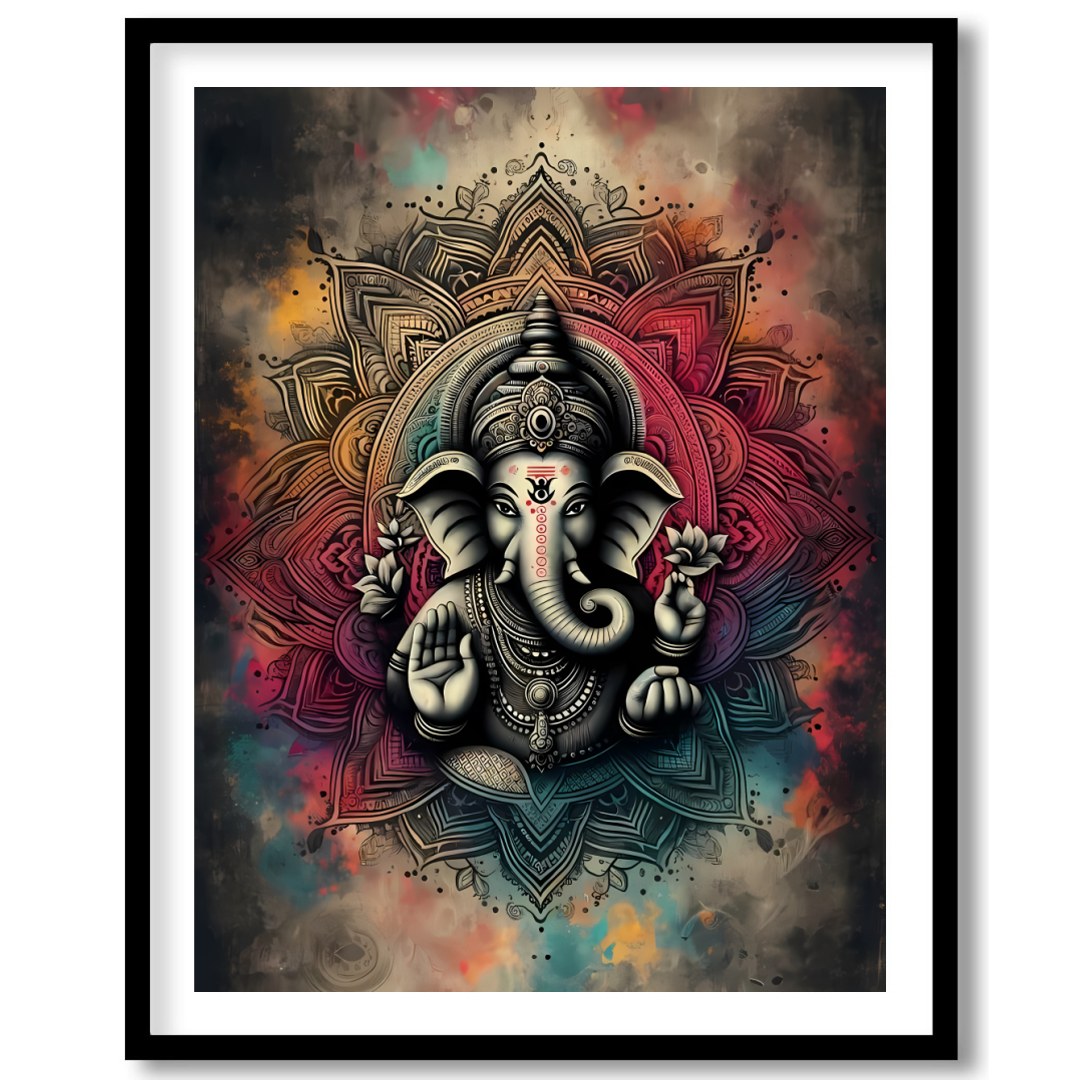Embrace the spiritual aura of 'Mandala Ganesha: Divine Serenity,' a stunning fusion of traditional for house