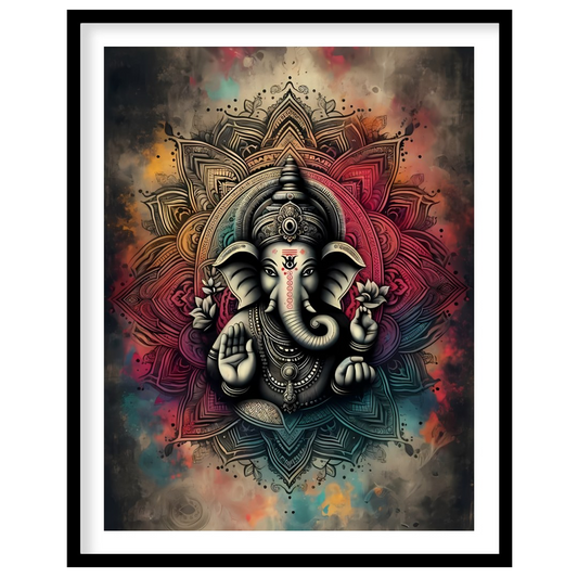 Embrace the spiritual aura of 'Mandala Ganesha: Divine Serenity,' a stunning fusion of traditional for house