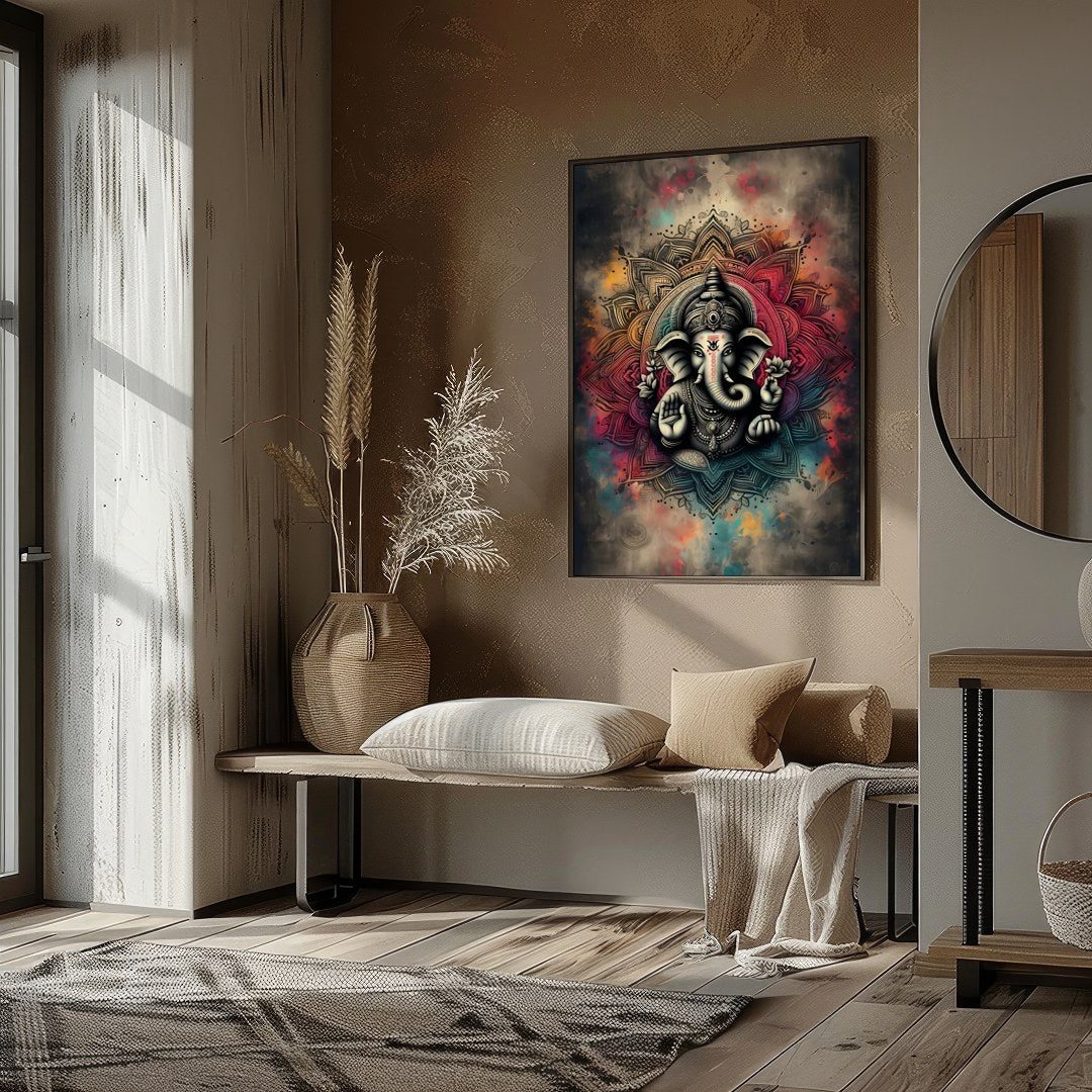 Embrace the spiritual aura of 'Mandala Ganesha: Divine Serenity,' a stunning fusion of traditional for lovely-house