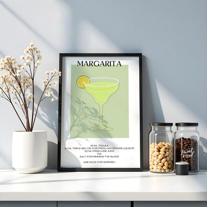 This iconic minimalist poster beautifully depicts a classic Margarita. The drink is presented in a … for kitchen