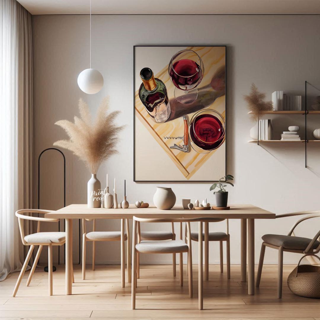A stylish and graphic poster featuring a classic margarita cocktail. The artwork utilizes bold line… for dining room